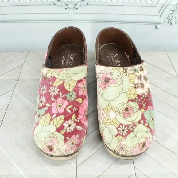 SANITA Danish Design Vegan Multicolor Floral Slip On Clogs Size 38 / 8 - Picture 5 of 9